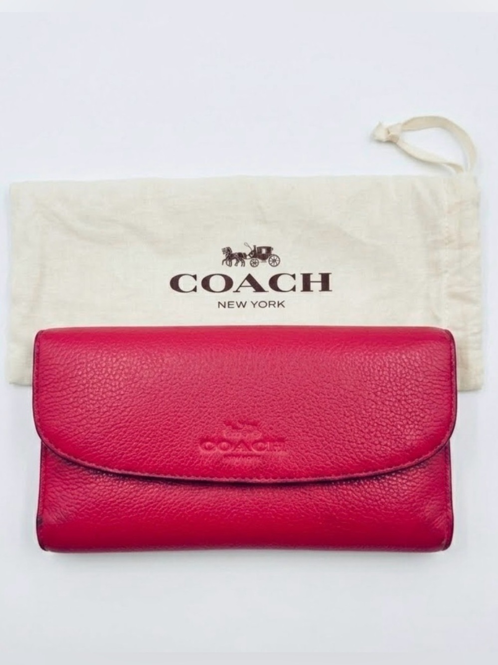 Coach Red Leather Checkbook Wallet 2 Pieces EUC